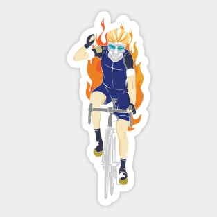 CYCLING: Cyclist Skeleton On Fire Sticker